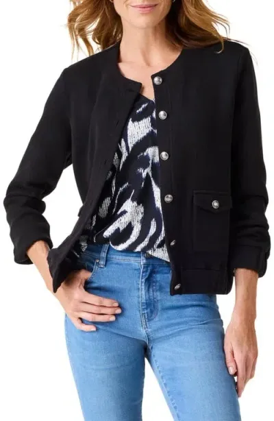 Nic + Zoe Nic+zoe Knit Cotton Utility Jacket In Black Onyx