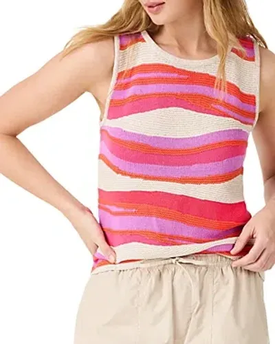 Nic + Zoe Nic+zoe Knit Waves Sleeveless Sweater In Pink Multi