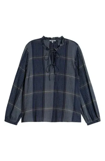 Nic + Zoe Nic+zoe Line It Up Plaid Long Sleeve Top In Indigo Multi