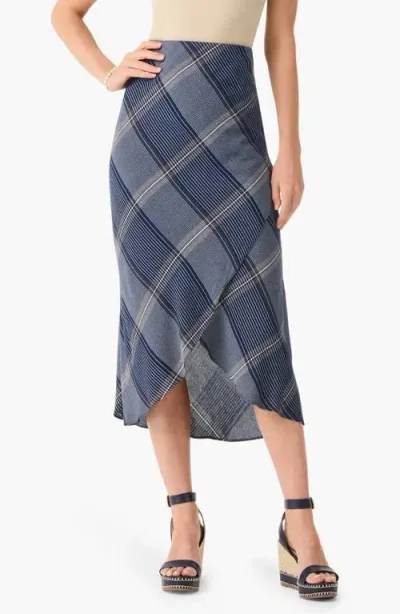 Nic + Zoe Nic+zoe Line It Up Plaid Tulip Hem Midi Skirt In Indigo Multi