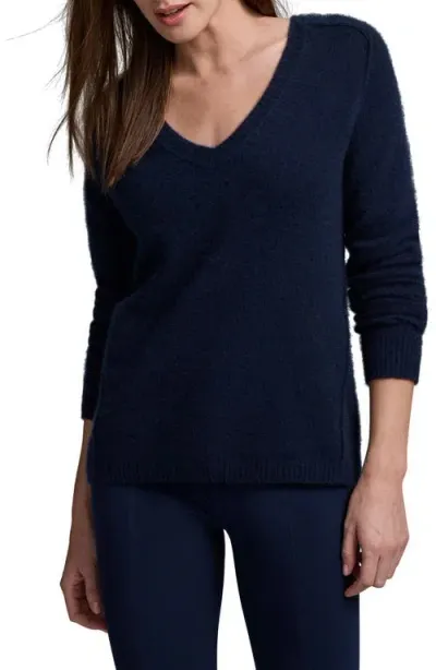 Nic + Zoe Nic+zoe Luxe Cashmere V-neck Sweater In Dark Indigo