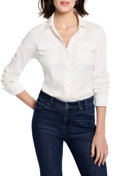 Nic + Zoe Nic+zoe Mix Media Button-up Shirt In Paper White