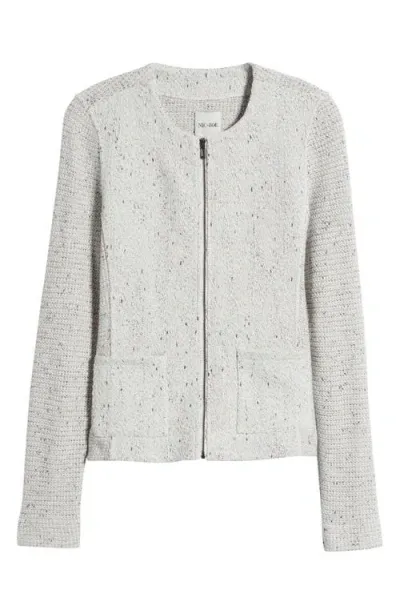 Nic + Zoe Nic+zoe Mix Zip Front Knit Jacket In Sugar Cookie