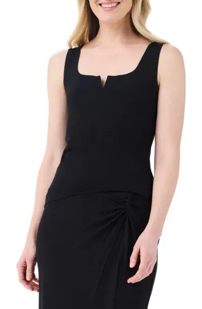 Nic + Zoe Notched Jersey Tank In Black Onyx