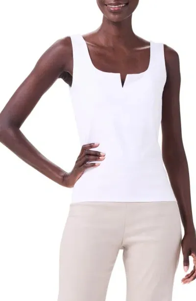 Nic + Zoe Notched Jersey Tank In Paper White