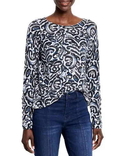 Nic + Zoe Tossed Paisley Supersoft Sweater In Indigo Multi In Blue