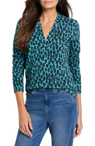 Nic + Zoe Nic+zoe Pebble Blues Top In Aqua Multi