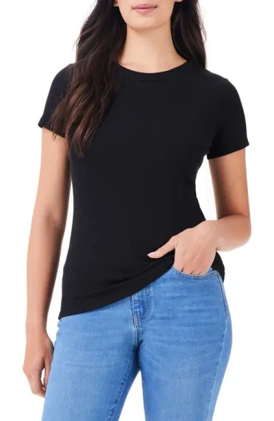 Nic + Zoe Perfect Crewneck Rib Top In Black Onyx