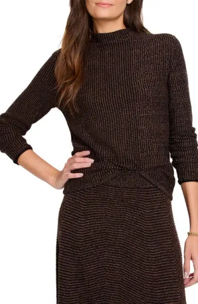 Nic + Zoe Nic+zoe Pixel Funnel Neck Cotton Blend Sweater In Brown Multi