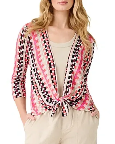 Nic + Zoe Nic+zoe Pixel Sunset 4-way Linen Blend Convertible Cardigan In Pink