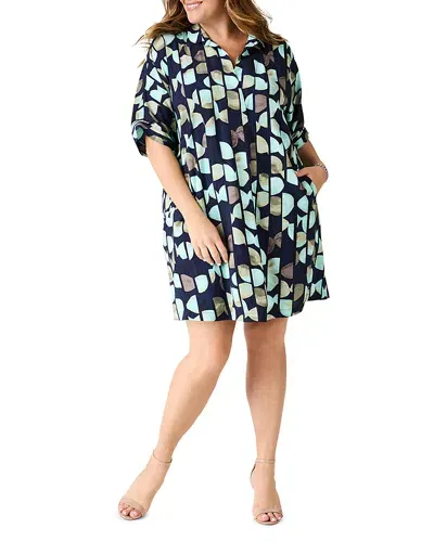 Nic+zoe Plus Circle Sequence Devon Dress In Aqua Multi