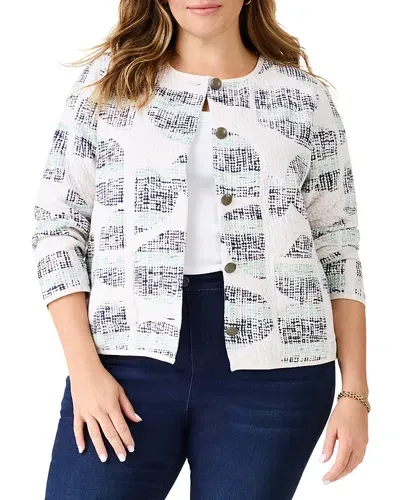 Nic+zoe Plus Circle Sequence Jacket In Cream Multi