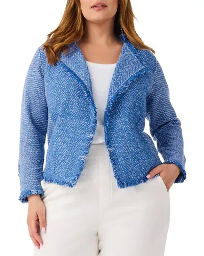 Nic + Zoe Nic+zoe Plus Fringe Mix Knit Jacket In True Blue