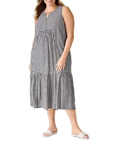 Nic+zoe Plus Gingham Maxi Dress In Black Multi