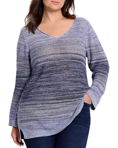 Nic+zoe Plus Hazy Shades V Neck Sweater In Purple Multi