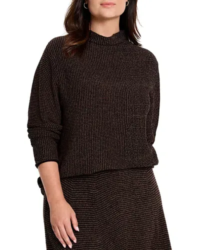 Nic+zoe Plus Pixel Knit Sweater In Brown Multi