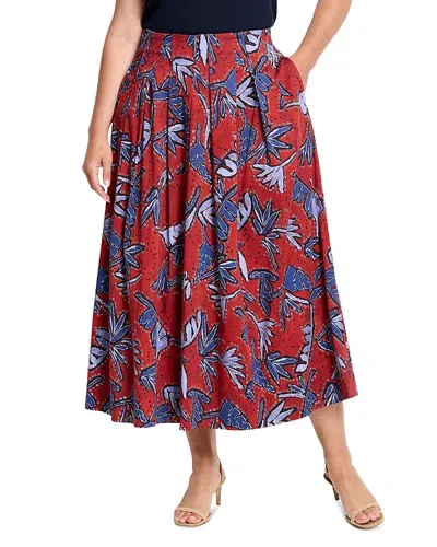 Nic+zoe Plus Pleated Skirt In Red Multi