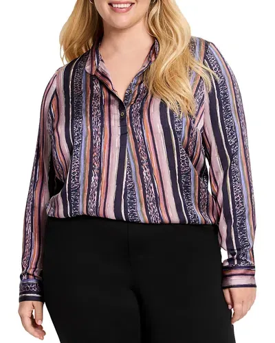 Nic+zoe Plus Popover Top In Indigo Multi