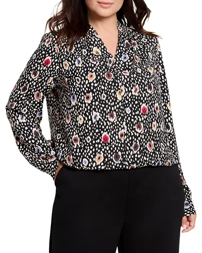 Nic+zoe Plus Spotted Dot Blouse In Black Multi