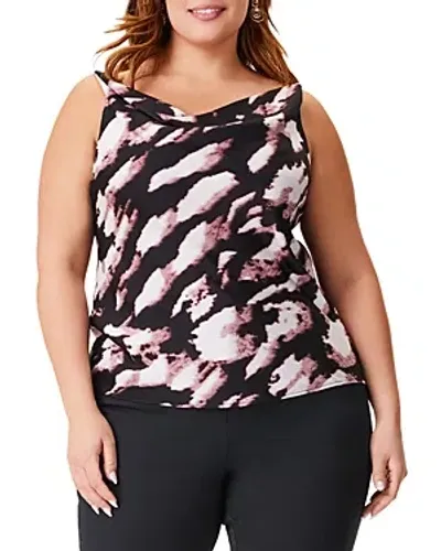 Nic+zoe Plus Spring Shadow Tank Top In Black Multi