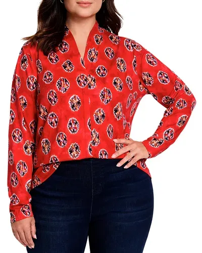 Nic+zoe Plus Starburst Top In Red Multi