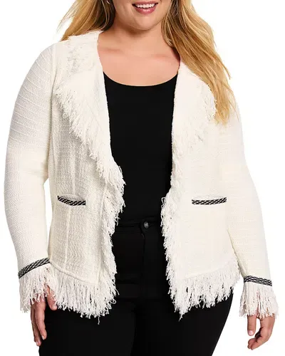 Nic+zoe Plus Statement Fringe Jacket In Cassic Cream