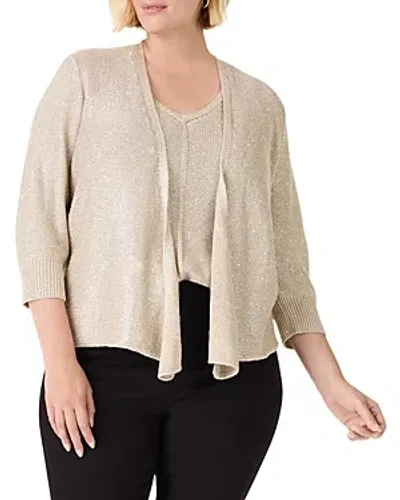 Nic+zoe Plus Subtle Sparkle Four Way Cardigan In Brown Rice