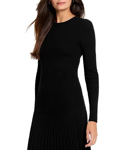 Nic + Zoe Nic+zoe Ribbed Sweater Tee In Black Onyx