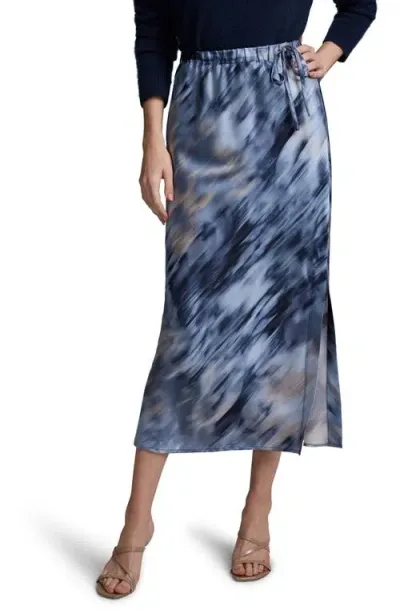 Nic + Zoe Nic+zoe Romance Silk Blend Drawstring Skirt In Blue Multi