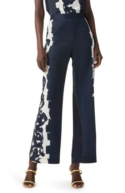 Nic + Zoe Nic+zoe Rose Bloom Wide Leg Pants In Indigo Multi