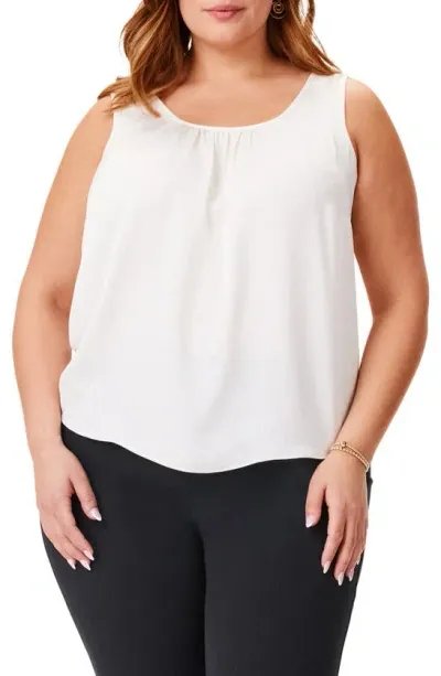 Nic + Zoe Scoop Neck Satin Chiffon Tank Top In Classic Cream