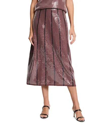 Nic + Zoe Nic+zoe Sequined Knit Midi Skirt In Chai