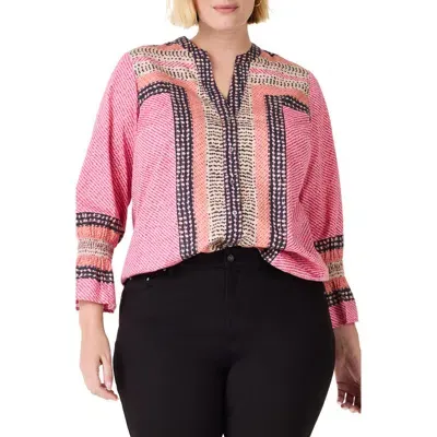 Nic + Zoe Nic+zoe Spotty Stripes Button-up Shirt In Pink Multi