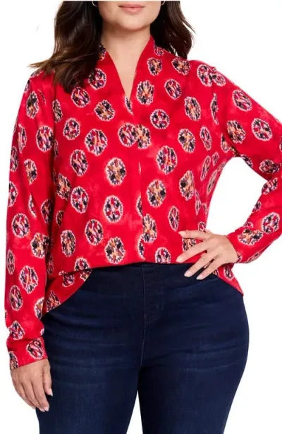 Nic + Zoe Nic+zoe Starburst Long Sleeve Top In Red Multi