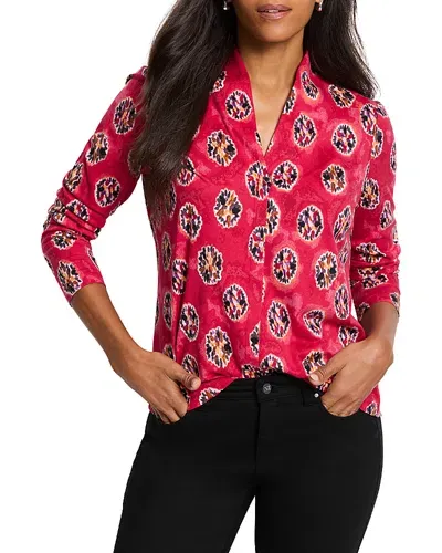 Nic + Zoe Nic+zoe Starburst Long Sleeve Top In Red Multi