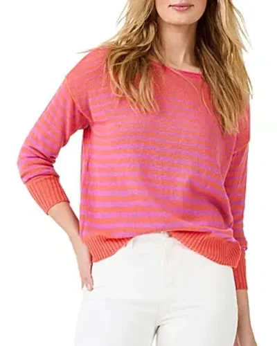 Nic + Zoe Nic+zoe Supersoft Striped Up Sweater In Orange Multi