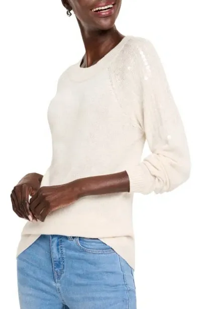 Nic + Zoe Nic+zoe Subtle Shine Sequin Sweater In Cassic Cream