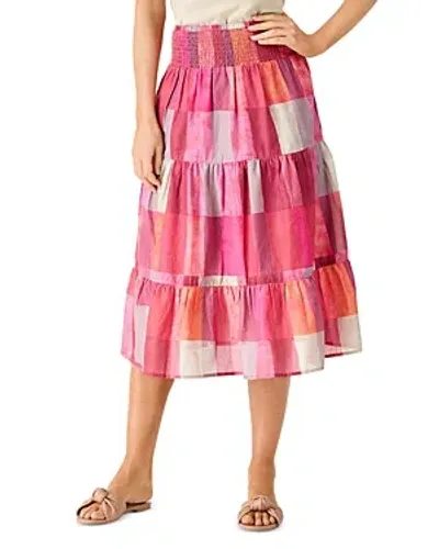 Nic + Zoe Nic+zoe Sunset Plaid Cotton Midi Skirt In Pink Multi