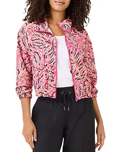 Nic + Zoe Active Tech Stretch Shadow Floral Jacket In Pink Multi