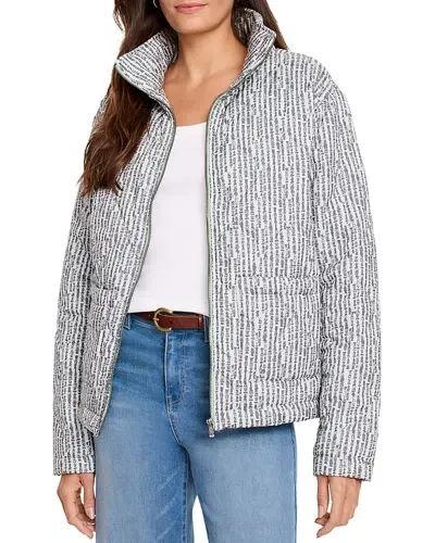 Nic + Zoe Nic+zoe Tipped Throw On Quilted Jacket In Grey Multi