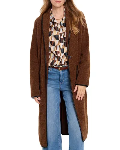 Nic + Zoe Nic+zoe Faux Fur Teddy Longline Coat In Coffee Bean