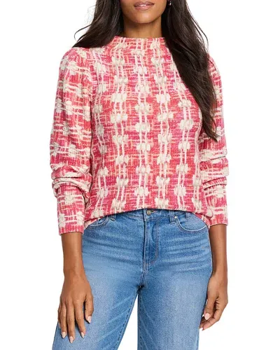 Nic + Zoe Nic+zoe Waffle Stitch Stamp Sweater In Red Multi