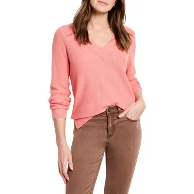 Nic + Zoe Nic+zoe Waffle Stitch V-neck Sweater In Cosmopolitan