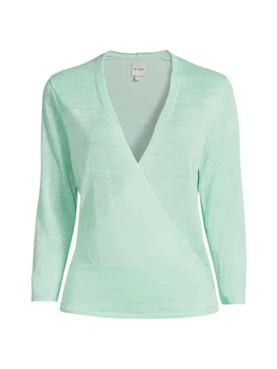 Nic + Zoe Nic+zoe 4-way Linen Blend Convertible Cardigan In Seafoam