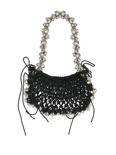 Niccolò Pasqualetti Bell-detail Woven Shoulder Bag In Black+silver