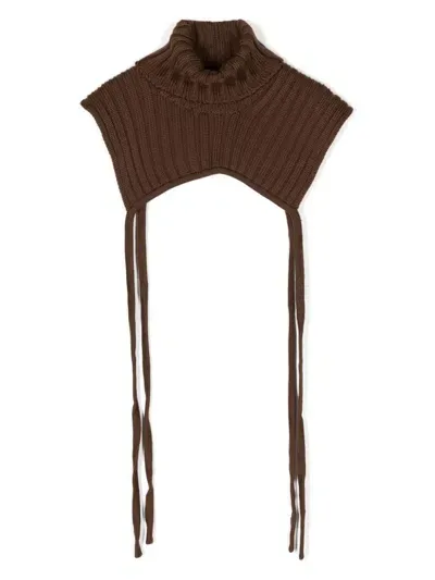 Niccolò Pasqualetti Roll-neck Ribbed-knit Shrug In Brown