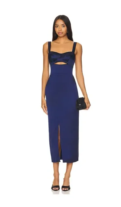 Nicholas Gia Corset Midi Dress In Navy