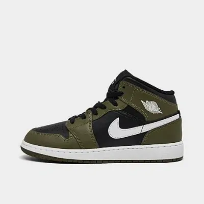 Nike Big Kids Khaki & Black Air Jordan 1 Mid Sneakers In Multi