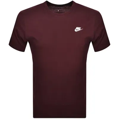 Nike Crew Neck Club T Shirt Burgundy