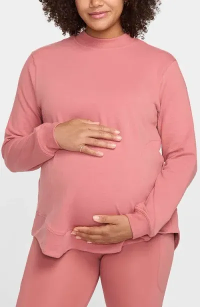 Nike French Terry Maternity/nursing Top In Canyon Pink